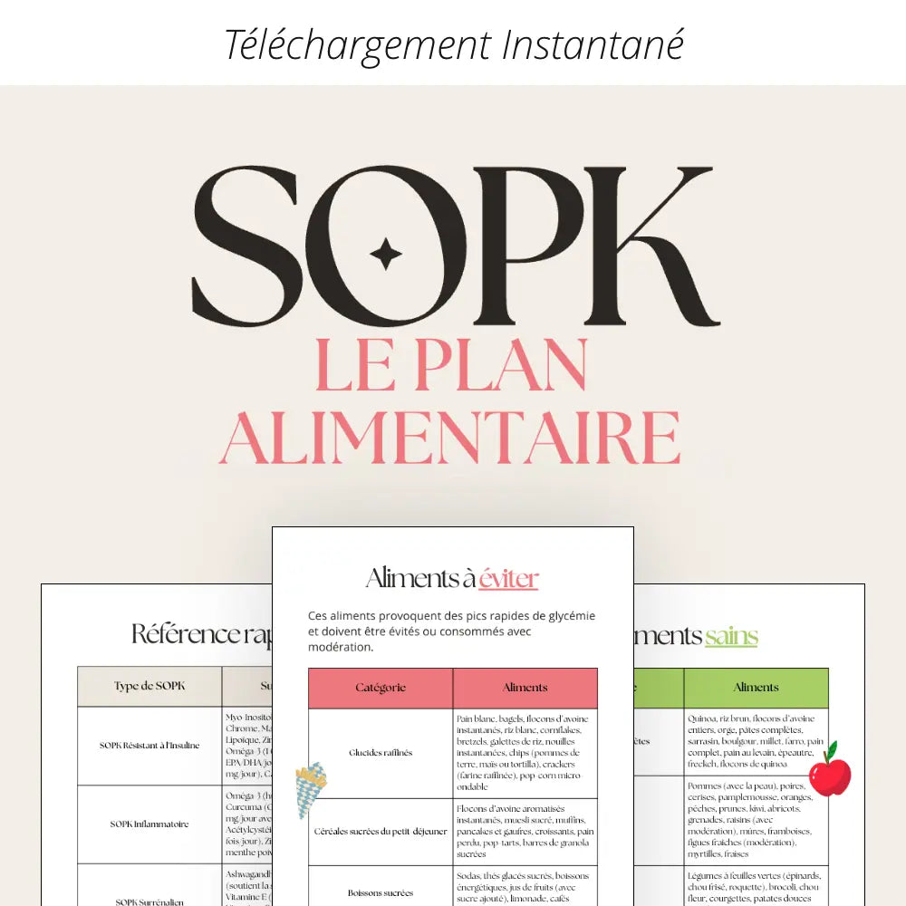 Plan alimentaire SOPK & liste aliments IG bas Madame Patch