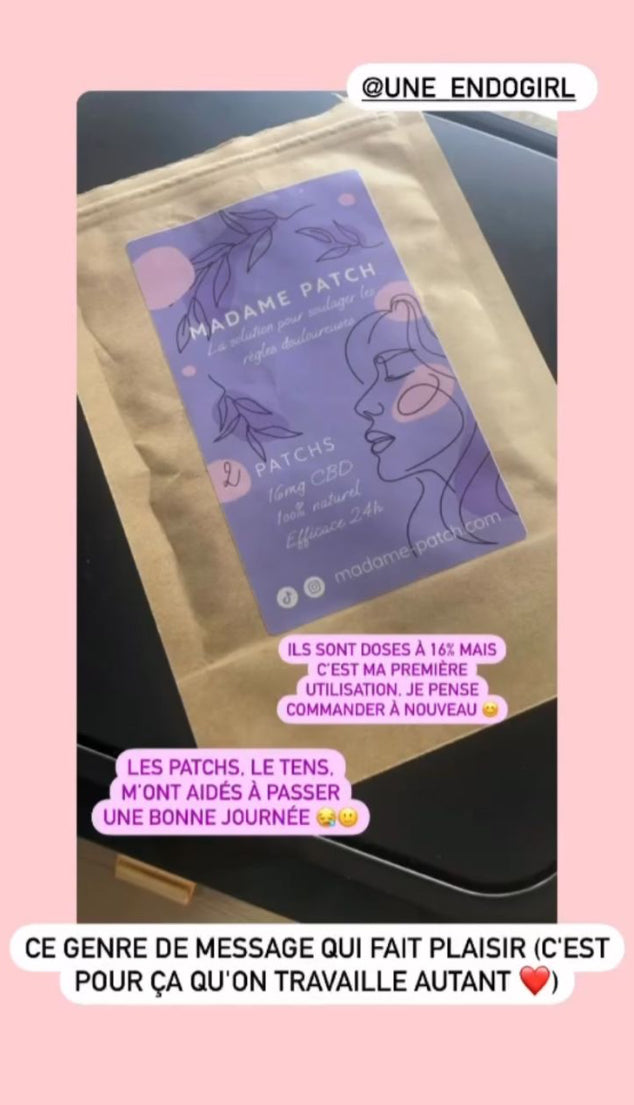 Cliente qui utilise patchs naturels pour règles douloureuses