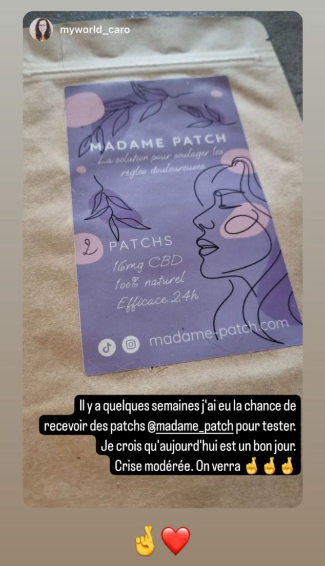 Utilisation du Patch d'une cliente pour ses douleurs de règles